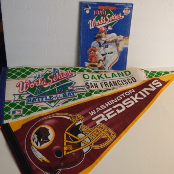 1989 World Series Pennant/Program and Washington Redskins pennant